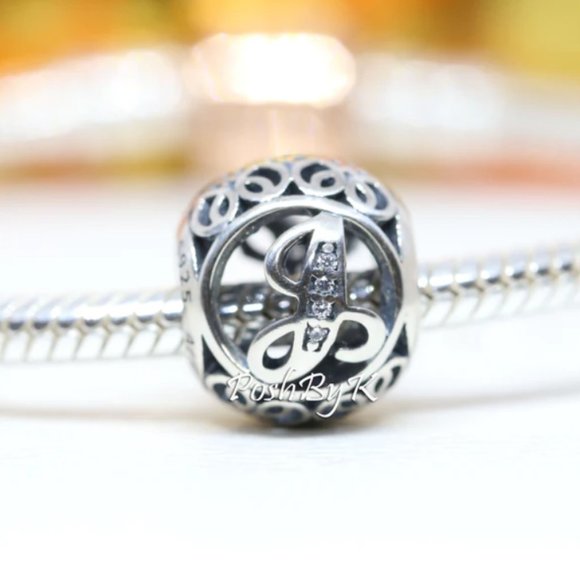 PANDORA Vintage Initial Letter J Charm 791854CZ - Picture 3 of 3